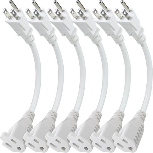 KUNCAN Short Power Extension Cord - 8 Inches 3 Prong Grounded Outlet Saver 16AWG/13A Heavy Duty Power Cord (NEMA 5-15P to NEMA 5-15R) Indoor Use Power Split Plug Extender (Black - 1 Pack) in Saudi Arabia