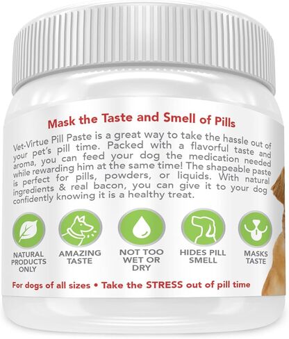 معجون إخفاء حبوب منع الحمل للكلاب من VET-VIRTUE، بنكهة الدجاج - علاجات طبية مثالية للحيوانات الأليفة لإخفاء الحبوب والأدوية والكبسولات، بمكونات طبيعية ومعبأة بالنكهات التي تحبها الكلاب in Kuwait