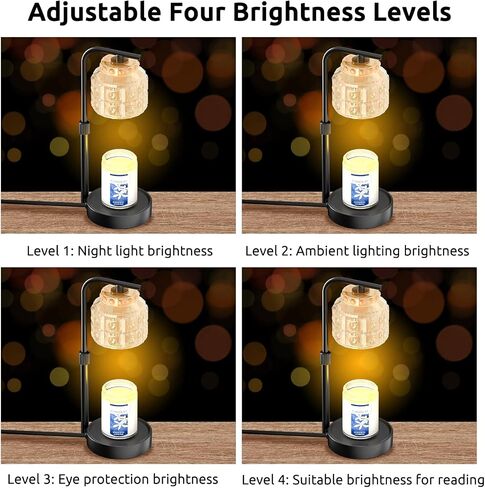 REIDEA Candle Warmer Lamp with Timer & Dimmer, Adjustable Height for for Large 3 Wicks Jar Scented Candles (Up to D-4 / H-5.5 inches), Safe and efficient, Gray Glass Shade, Obsidian Black in Saudi Arabia