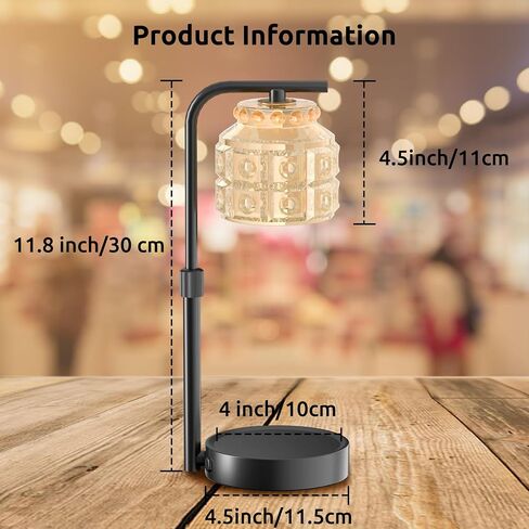 REIDEA Candle Warmer Lamp with Timer & Dimmer, Adjustable Height for for Large 3 Wicks Jar Scented Candles (Up to D-4 / H-5.5 inches), Safe and efficient, Gray Glass Shade, Obsidian Black in Saudi Arabia