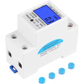 Energy Meter, Small 5 32A 110 130V 60Hz DDS528L LCD Backlight Single Phase Energy KWh Meter 35mm DIN Rail Mounting