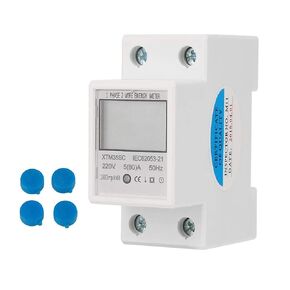 KWh Meter, 220V 5(80) A Digital LCD Energy Meter 1-Phase 2 Wire 2P Din-Rail Electric Meter