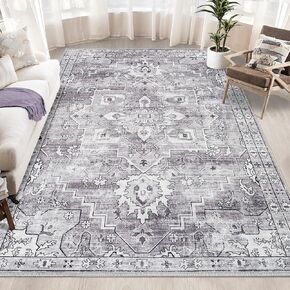 Area Rug 2x3 Washable Rugs: Small Entryway Rug Vintage Boho Non Slip Throw Rugs Soft Low Pile Distressed Indoor Doormat for Entrance Hallway Kitchen Bedroom(2x3, Beige)