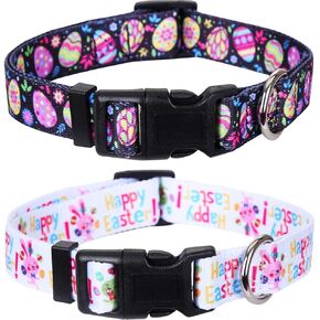 2 Pack St.Patrick's Day Dog Collar Adjustable Four Leaf Clover Medium