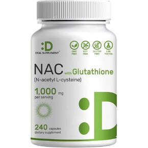 Eagleshine Vitamins 2 Pack NAC Supplement (N-Acetyl Cysteine) 1,000mg Per Serving with Reduced Glutathione, 480 Total Capsules – Antioxidant Support for Immune Health, Lung, & Liver Function