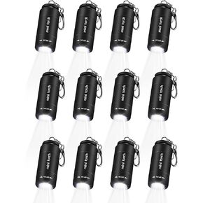 12 Pieces Mini Keychain Flashlight, USB Torch Rechargeable Colorful LED Flashlight High-Powered Keychain Lamp, Multicolor (White Light)