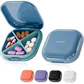 Small Pill Case, Pill Box, Travel Pill Container, Portable, Pocket Pill Case for Purse, Mini Pill Organizer for Medicine, Cute 5 Colors (Purple)
