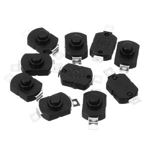PATIKIL Latching Push Button Switch, 10 Pcs KAN-23 Flat Pin On/Off Self-Lock DC 30V 1A Micro Switch for Flashlight Light Wall Outlet, Black