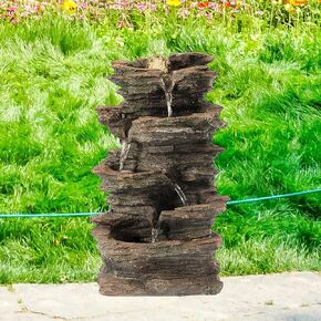 Cascading Electric Powered 8-Tier Rock Water Fountain 24" for Indoor and Outdoor Use