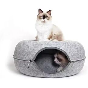 FAZLANIX Pink Small Cat/Pet Tunnel Donut Bed,Indoor Kittens Cave House Flexible Zipper Detachable Design- 8 inch Dia, 7.87 inch hieght - Great for Small Pets,Kittens, Rabbit and Small Dogs