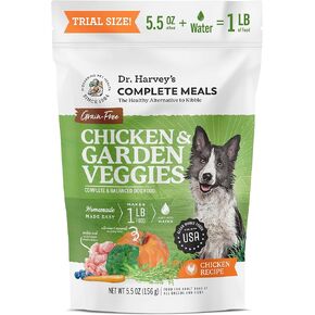 Dr. Harvey's Chicken & Garden Veggies Dog Food, Human Grade Grain-Free Dehydrated Food for Dogs with Freeze-Dried Chicken, Trial Size (5.5 Oz)