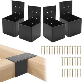 2 PCS Pergola Brackets Kit, Heavy Duty Pergola DIY Brackets Joist Bracket Connector Brace with Screws for 4''x4'' Wood Posts, Beam Support Bracket for Patio, Pergola, Log Cabin, Fence