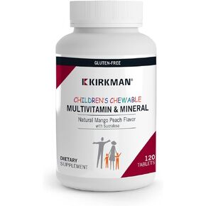 Kirkman - Children's Chewable Multivitamin & Mineral Wafers - 120 Tablets - Potent Broad Spectrum Vitamin/Mineral Supplement - with Coenzyme Q-10 (CoQ10) - Natural Mango Peach Flavor
