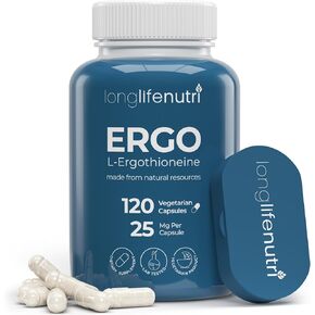 L-Ergothioneine 25mg - 120 Vegetarian Capsules, 4-Month Supply, Natural Antioxidant & Plant-Based Supplement for Wellness Routine, Lab Tested, Made in USA