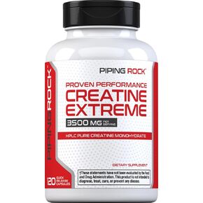 Piping Rock Creatine Monohydrate Capsules | 3500 mg | 120 Pills | Non-GMO, Gluten Free Supplement