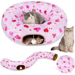 Cat Tunnel Bed, Bienbee Cat Tunnel 2 in1 S-Shape Foldable Cat Tunnels for Indoor Cats Large, Cat Tubes Peekaboo Cat Cave for Cats Guinea Pig Rabbit
