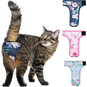 wegreeco Cat Diapers for Female and Male Cats(Only for Pee),Reusable Pet Kitten Diapers for Cats Spraying,Kitty Cat Incontinence Diapers Small Medium Large Size