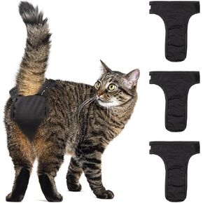 wegreeco Cat Diapers for Female and Male Cats(Only for Pee),Reusable Pet Kitten Diapers for Cats Spraying,Kitty Cat Incontinence Diapers Small Medium Large Size
