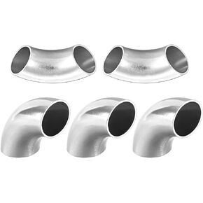 1-1/4 Inch(Outer Diameter) 304 Stainless Steel Butt-Weld Pipe Fittings - 5Pack - Good for Pipe Connecting - 90 Degree Long Radius Elbow - Silver Tone