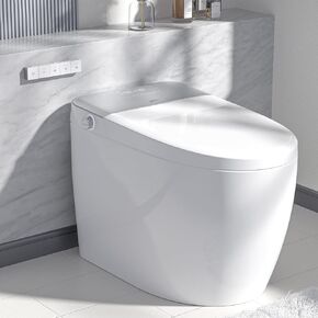 LEIVI T162A Smart Bidet Toilet, White, Ceramic & Polypropylene, Elongated, Floor Mounted, 15 x 27 x 17 inches, 90.8 pounds, 3-Year Warranty