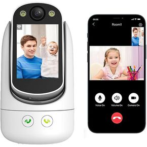 MAFLYXDA C20 Home Security Cameras for Baby/Elder/Dog/Pets, Two Way Video Call/Two Way Audio WiFi Camera 1080P Resolution 2.8" Screen,Motion Detection Alert Push App Control,Night Vision(White B)