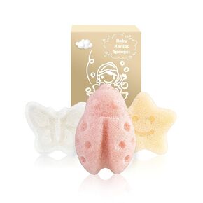 Konjac Baby Sponge for Bathing, 5Pcs Natural Cute Shapes, Kids Bath sponges for Infants, Toddler Bath time, Plant-Based, Extra Soft