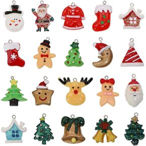 Penta Angel Mini Christmas Ornaments 20Pcs Small Cute Resin Santa Snowman Reindeer Christmas Tree Hanging Supplies for Women Men Girls Christmas Decoration (20)