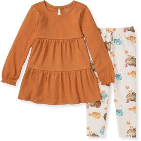 Burt's Bees Baby Baby Girls' Long Sleeve Top and Pant Set, 100% Organic Cotton in Kuwait