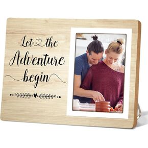 هدايا الخطوبة للأصدقاء، هدايا الخطوبة لإطارات الصور الخاصة بها، هدايا تهنئة للأزواج المخطوبين حديثًا، دع المغامرة تبدأ إطار صورة ريفي للصور مقاس 4x6 12P89 in Kuwait