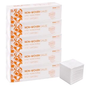 1000 Gauze Pads, Highly Absorbent Non-Woven Gauze Sponges 4-Ply, 2x2 Inch All-Purpose Non-Sterile Gauze Pads, Dental Gauze Wound Care Product 5 Packs of 200