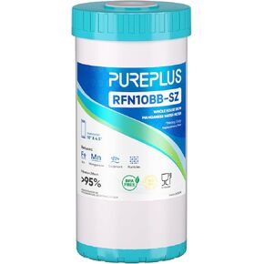 PUREPLUS 10" x 4.5" RFN10BB-SZ Whole House Iron & Manganese Reduce Water Filter Replacement Cartridge, 1 Pack