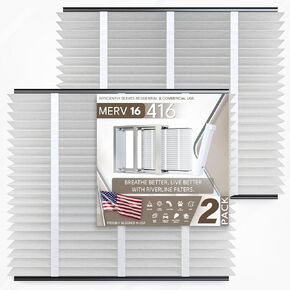 2-Pack Riverline Filter Replacement for AprilAire 416 Whole House Air Purifiers - MERV 16 - Compatible with AprilAire Models 1410, 1610, 2410, 2416, 3410, 4400.- Size: 16x28x4
