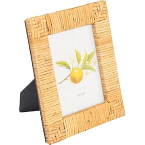 Creative Co-op Handwoven Rattan Photo Frame, Black (Holds 5" x 7" Photo)
