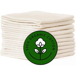 Flour Sack Kitchen Towels |Organic Cotton Blank Towel| Tea Towel Crafting Embroidery|Flat Thick Absorbent Quick Dry | Baking Bread Proofing Breathable Linen Cloth Cover Set of 10, 28 x 28 Inch, Ivory