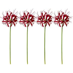 26" Artificial Red Spider Lily Flowers 4pcs Faux Lycoris Radiata Silk Equinox Flowers for Vase Bouquets Home Office Wedding Decor.