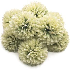 10Pcs Yellow Artificial Chrysanthemums Ball Flowers,Artificial Flowers Stemless Faux Ball Chrysanthemum for Home,Lifelike Artificial Chrysanthemum Ball Flowers for DIY Wedding Party Decoration