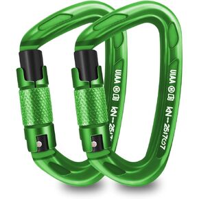 Screwgate Locking Carabiner Clip 25kN, Professional Heavy Duty Large Locking Carabiner Clips for Rock/Ice Climbing Rappelling Rescue Swing etc, D Shaped, Large Size, AINIKEY（Screwgate-‎Black-3PCS）