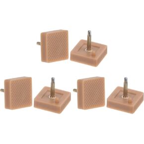 HARFINGTON 3 Pairs TPU Kitten Heel Tips Shoes Replacement Tap Caps for Women High Heels, 2.4mm Pin, 16mm Square Heel Repair Caps, Beige