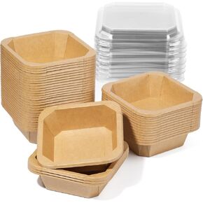 50 Pack 37 oz Paper Bowls, Disposable Food Containers with Lids, Disposable Bowls with Lids, Disposable Salad Bowls with Lids for Diet Salad, Ice Cream, Yogurt, Party Food