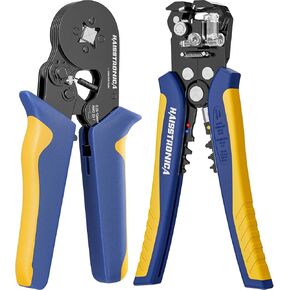 haisstronica Ferrule Crimping Tool Kit, AWG 24-10 Automatic Wire Stripper with AWG 23-7 Wire Crimper For Ferrule Connectors
