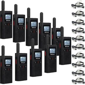 Retevis RB28B Restaurant Walkie Talkies with Earpiece,USB-C Rechargeable Walkie Talkies,1500mAh Battery, Portable VOX Hands Free Two Way Radio for Church School Retail Clinic Healthcare(10 Pack)