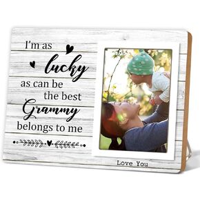 Picture Frame Gift for Mom Grandma, Personalized Picture Frame, Birthday Christmas Gift for Nana - I'm as Lucky as Can Be the Best Grammy Belongs to me12P058