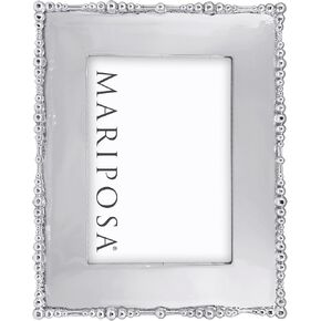 Mariposa Pearl Drop 5x7 Engravable Frame, SIlver