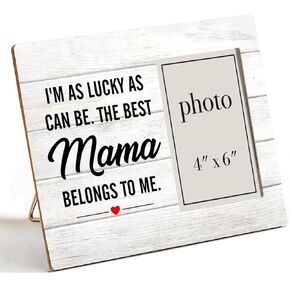 Nurawo Mama Gifts for Mom, Gifts for Mom, Mama Gifts From Daughter Son, Mama Wood Picture Frame Mother Wooden Photo Frame for Tabletop or Wall Display (for 4x6 Photo)