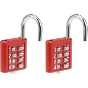 8 Digit Combination Padlock - Zinc Alloy Indoor Outdoor Padlock, Push Button Lock, Apply to Gym Gate Sports Locker (5mm, Red)