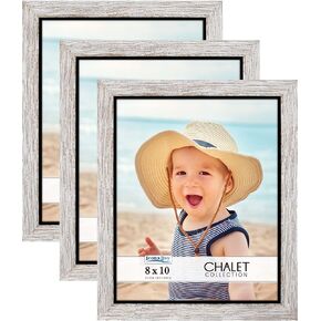 Icona Bay 8x10 Picture Frames (Transom Brown, 3 Pack), Rustic Casual Style 8 x 10 Photo Frames, Table Top or Wall Mount, Chalet Collection