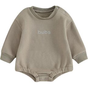 Ursobutegl Baby Boy Girl Sweatshirt Bubble Romper Long Sleeve Oversized Sweater Onesie Newborn Warm Winter Outfit Clothes (Pink-floral, 3-6 Months)