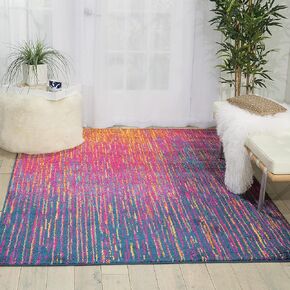 Nourison Passion Abstract متعدد الألوان 3'9" x 5'9" - سجادة، سهلة التنظيف، لا تساقط، غرفة النوم، غرفة المعيشة، غرفة الطعام، المطبخ (4x6)
