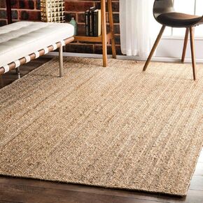 Natural Jute Rug in Square Design Handmade Area Rug for Home Decor, Kitchen, Hallway, Living Room (24 x 24 Inch (2 Feet Square), Beige)