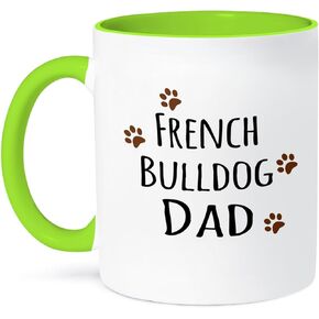 3dRose French Bulldog Dog Dad-Doggie by Breed-Brown Muddy paw Prints Mug, 11 oz, Black